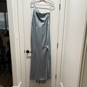 Silky Slate Blue Cowl Neck Slip Dress - Amsale Kai Dress